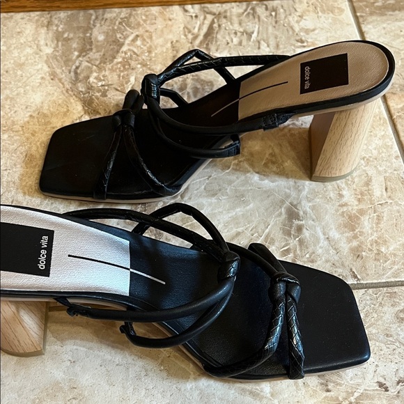 Dolce Vita Strappy Square Toe Heels w/ Faux Wooden Block Heel - Size 8 (?) - Picture 9 of 12